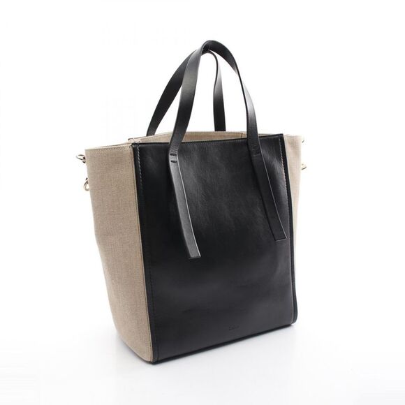 Chloe Leather Tote Bag Black/Beige - Picture 2 of 6